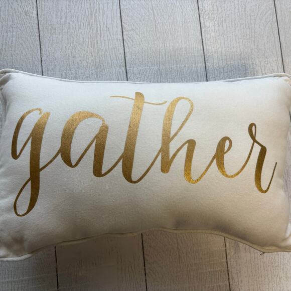 Gather Pillow White and Gold - Picture 2 of 6